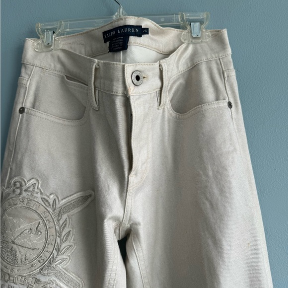 Ralph Lauren Blue Label Cream Jeans w/Lake Placid Patch/Appliqué Size 26 - Picture 3 of 9